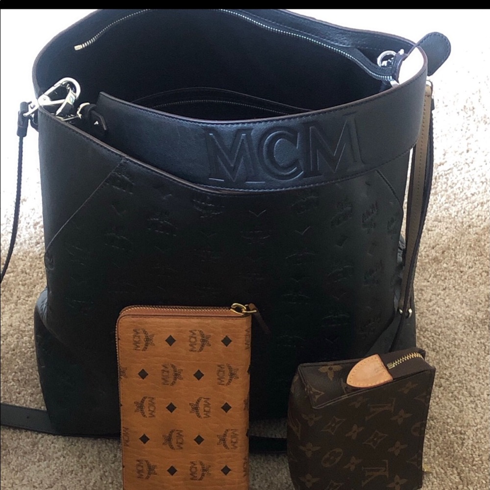 MCM Klara Large Monogram Leather Hobo